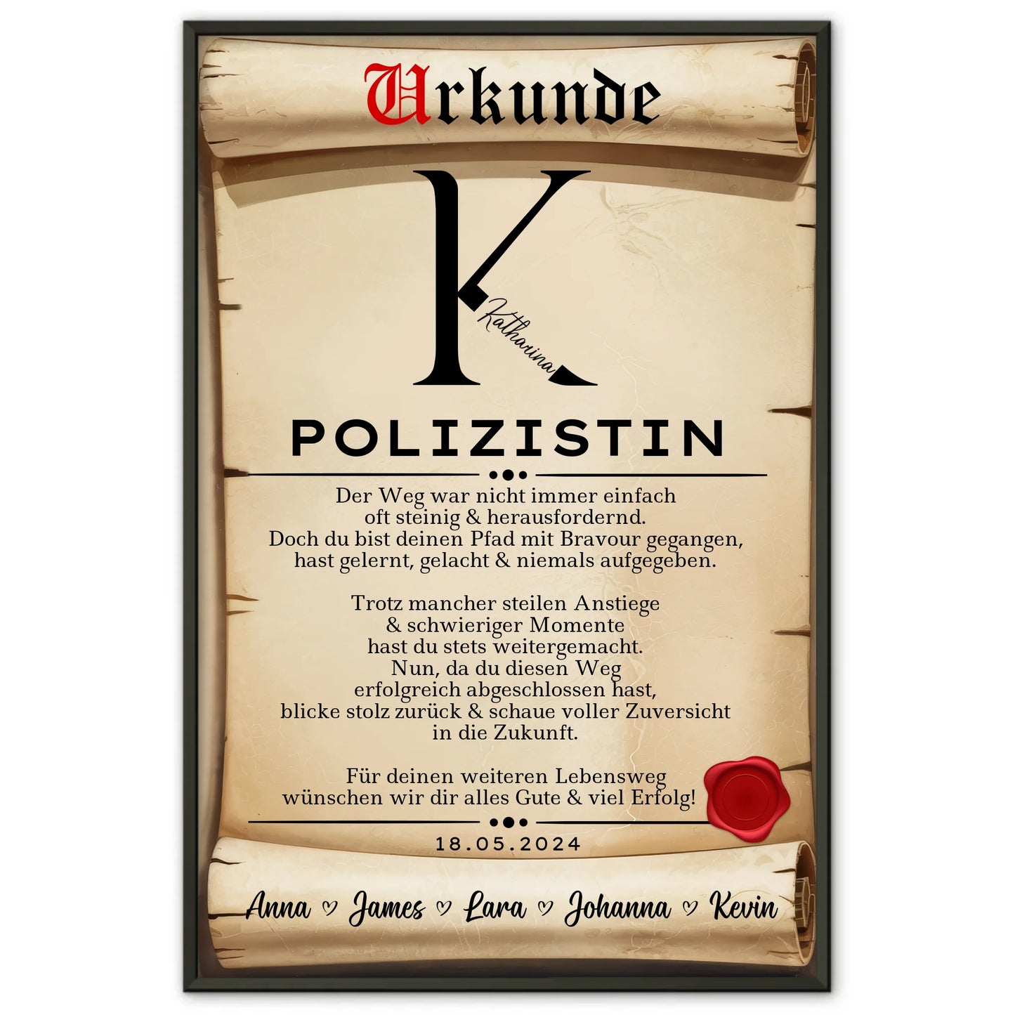 Geschenk Zum Abschluss Ausbildung Polizistin Poster Urkunde