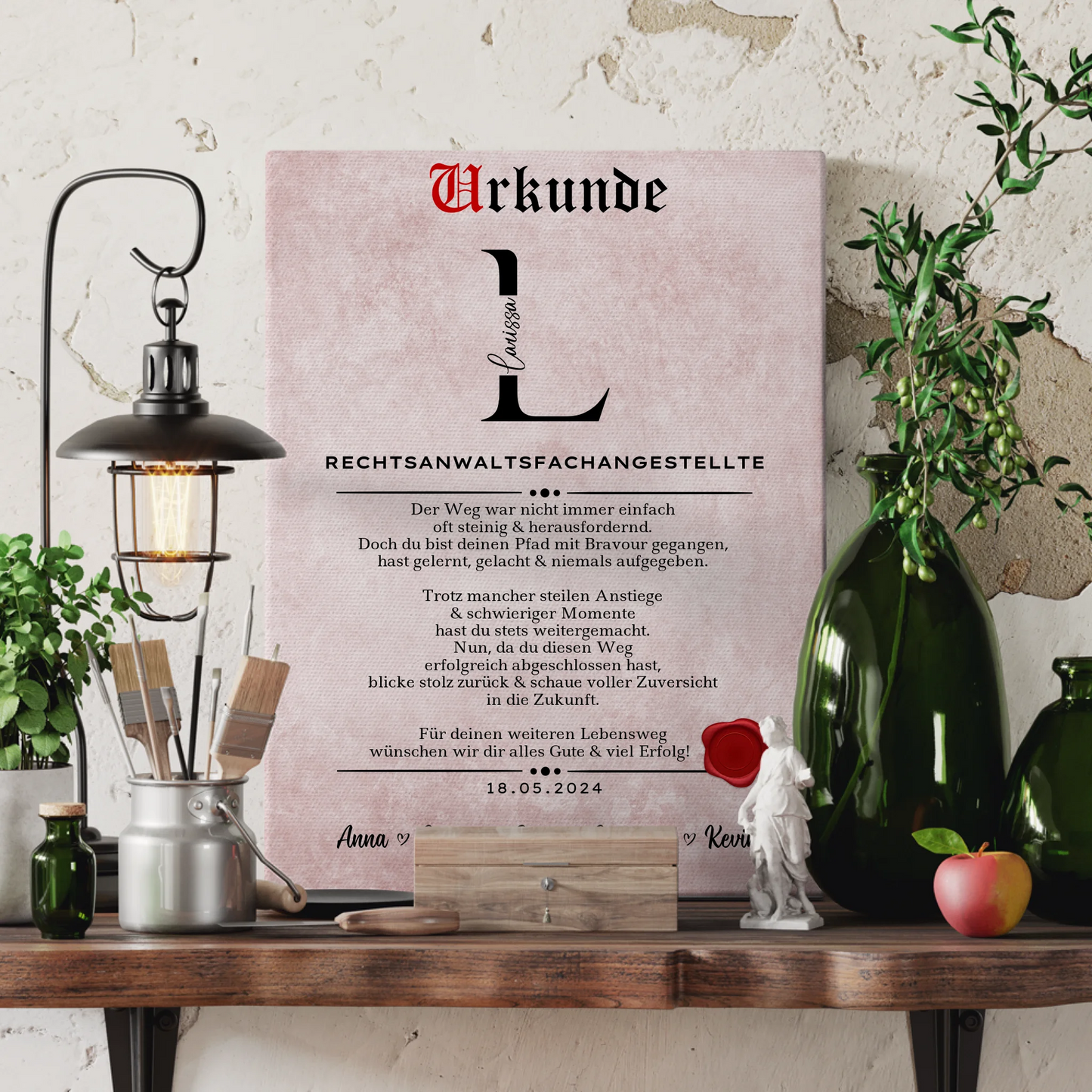 Geschenk Abschluss Ausbildung Rechtsanwaltsfachangestellte Leinwand Urkunde 3