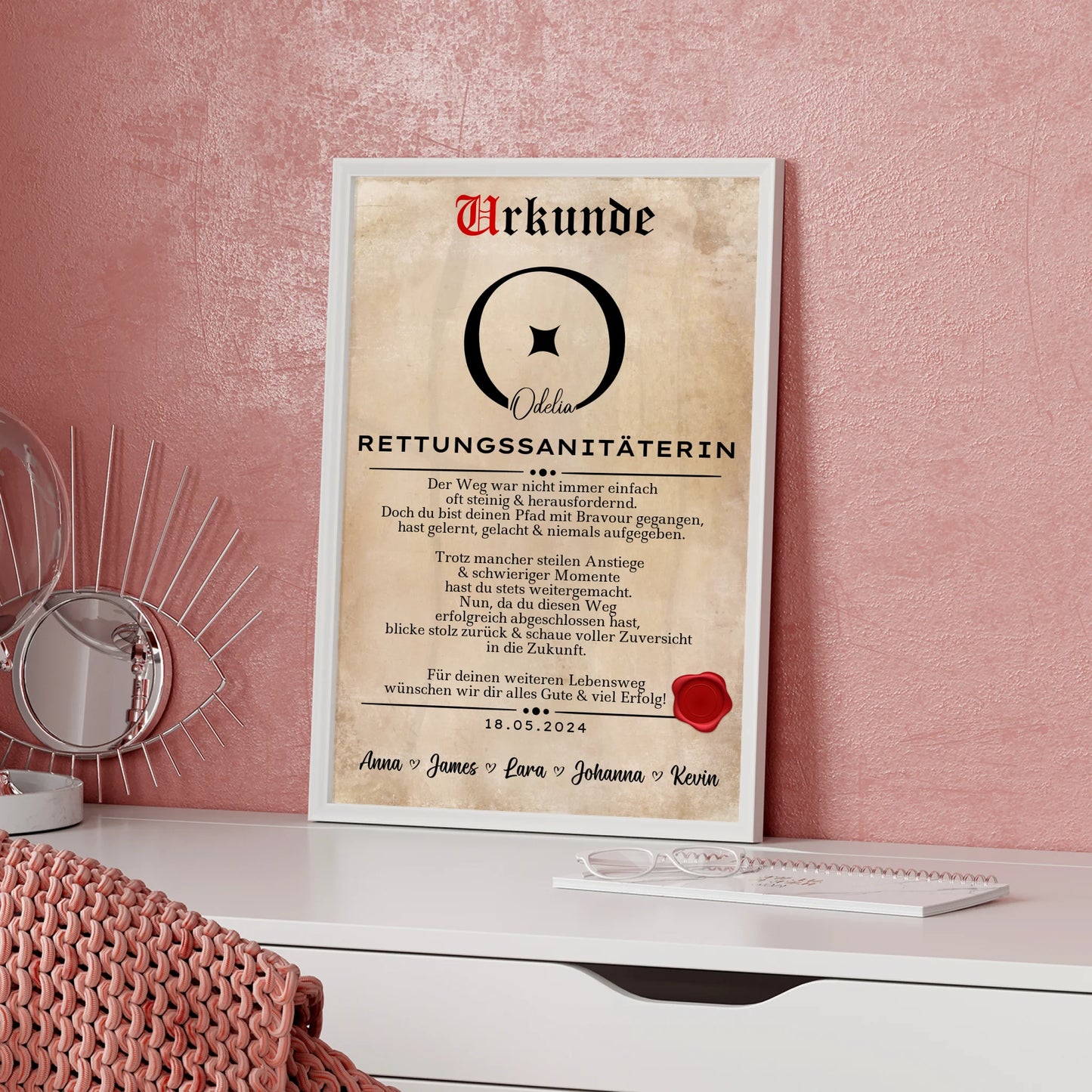 Geschenk Zum Abschluss Ausbildung Rettungssanitäterin Poster Urkunde