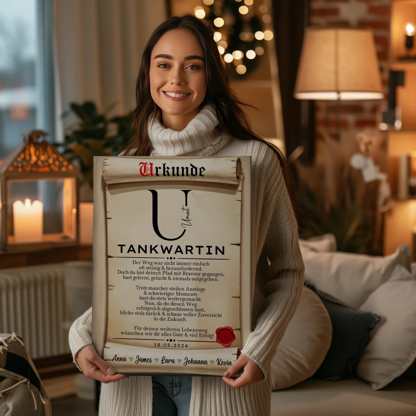 Ausbildungsabschluss Geschenk Tankwartin Leinwand Urkunde 2