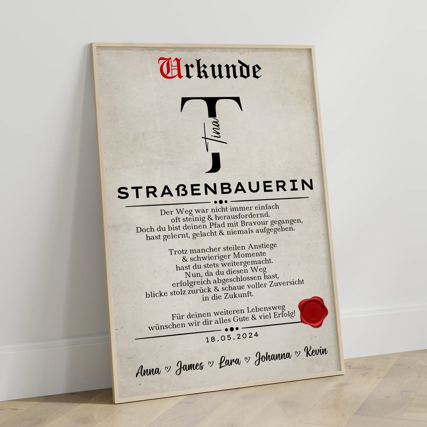 Geschenk Abschluss Ausbildung Straßenbauerin Poster Urkunde