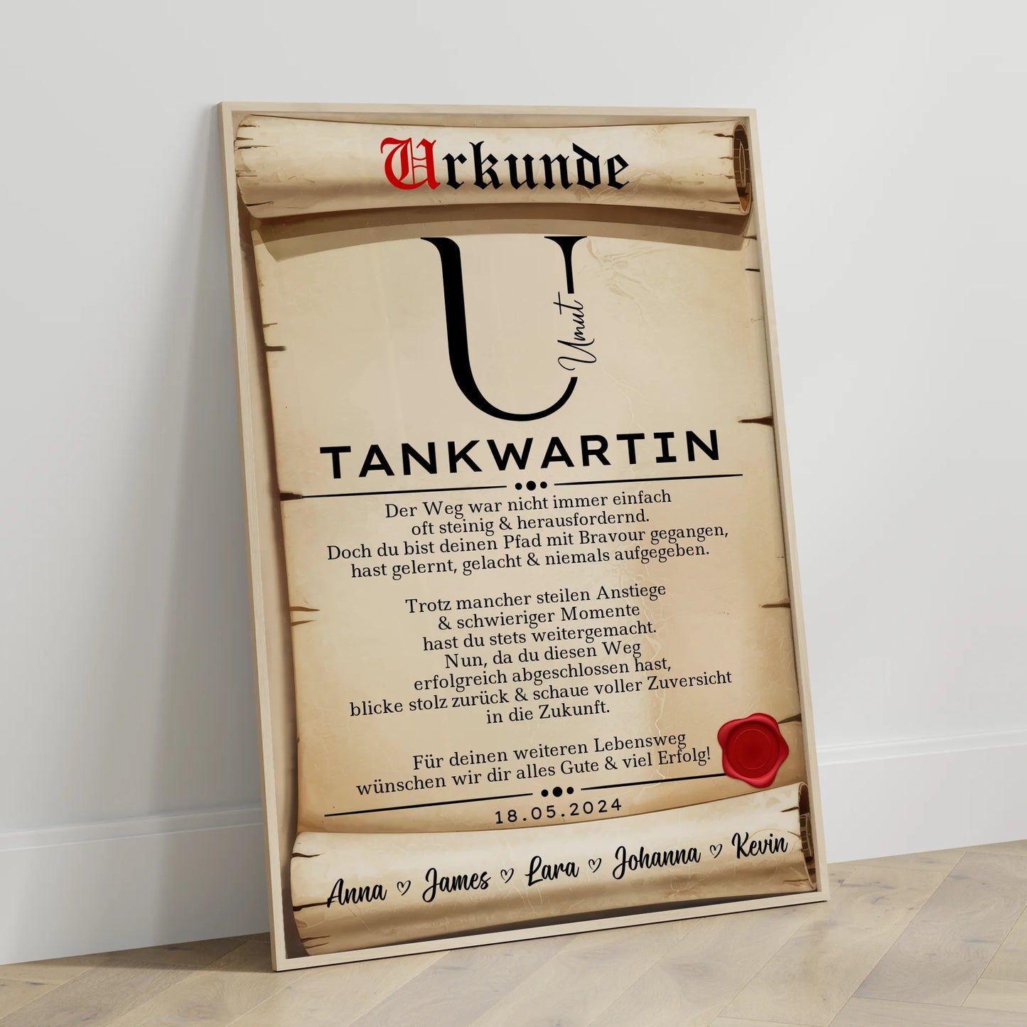Ausbildungsabschluss Geschenk Tankwartin Poster Urkunde