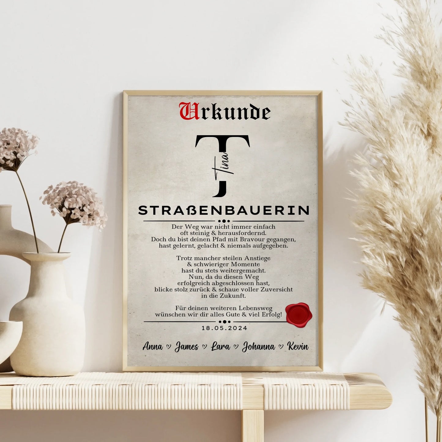 Geschenk Abschluss Ausbildung Straßenbauerin Poster Urkunde
