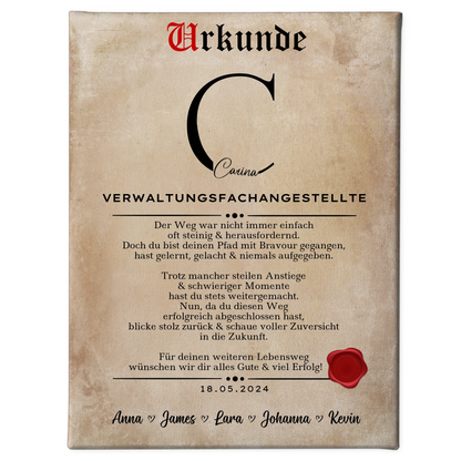 Ausbildungsabschluss Geschenk Verwaltungsfachangestellte Leinwand Urkunde 1
