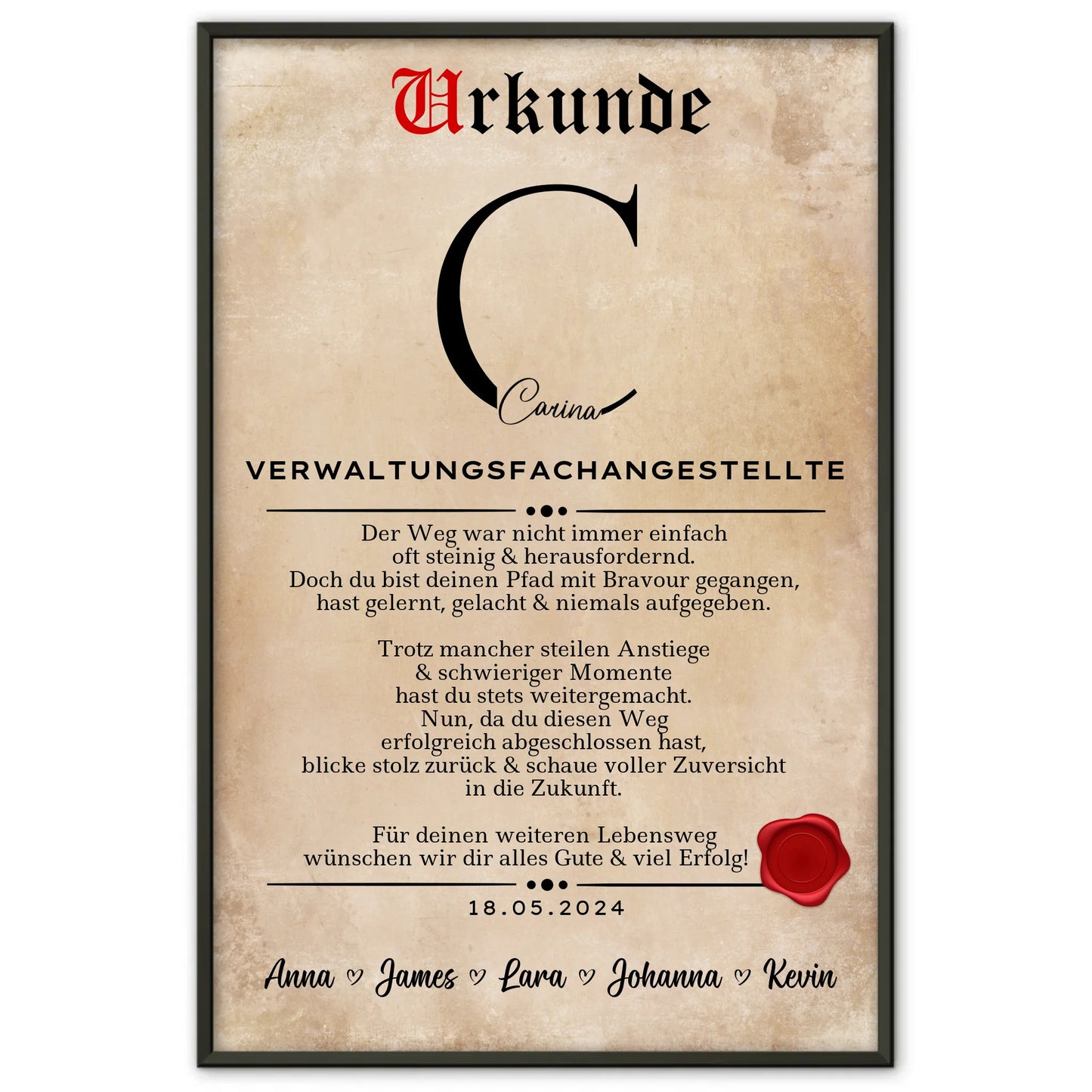 Ausbildungsabschluss Geschenk Verwaltungsfachangestellte Poster Urkunde personalisiert