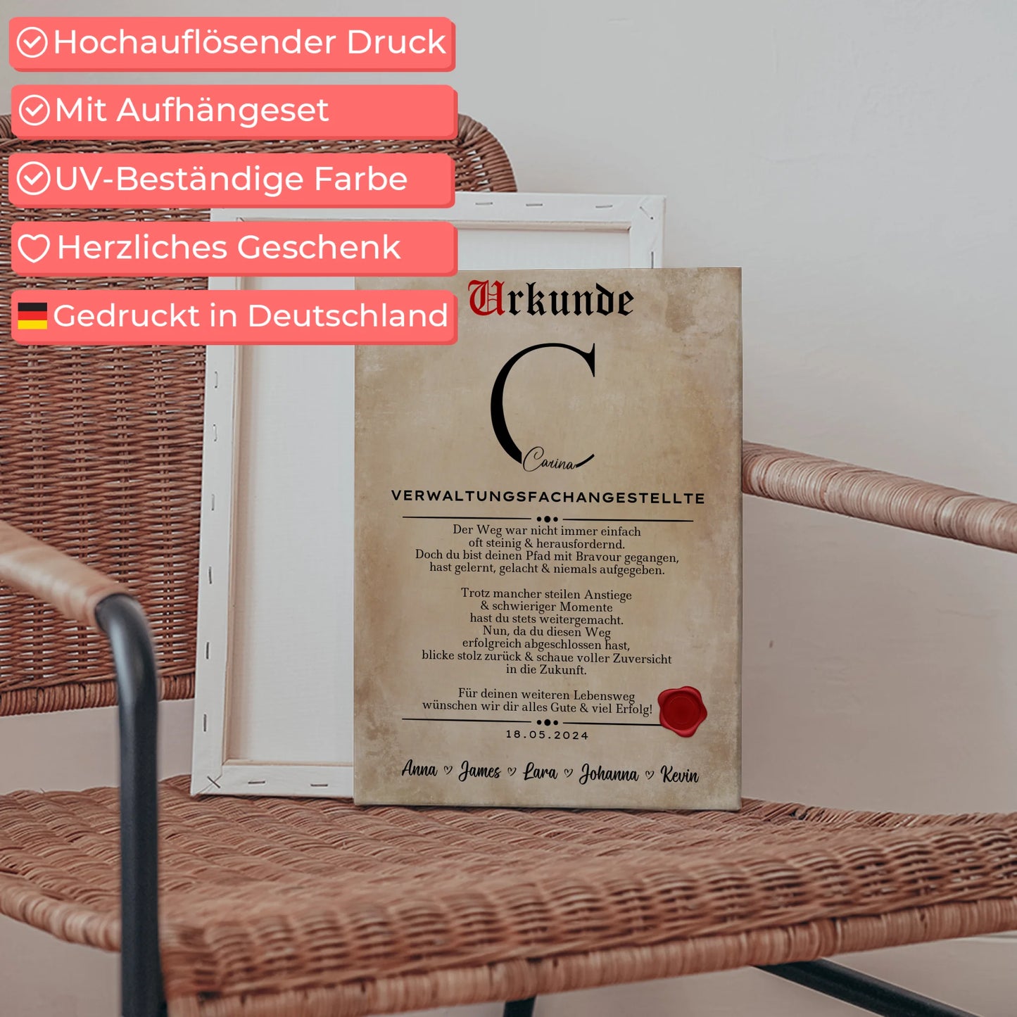 Ausbildungsabschluss Geschenk Verwaltungsfachangestellte Leinwand Urkunde 5