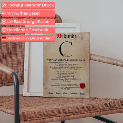 Ausbildungsabschluss Geschenk Verwaltungsfachangestellte Leinwand Urkunde 5