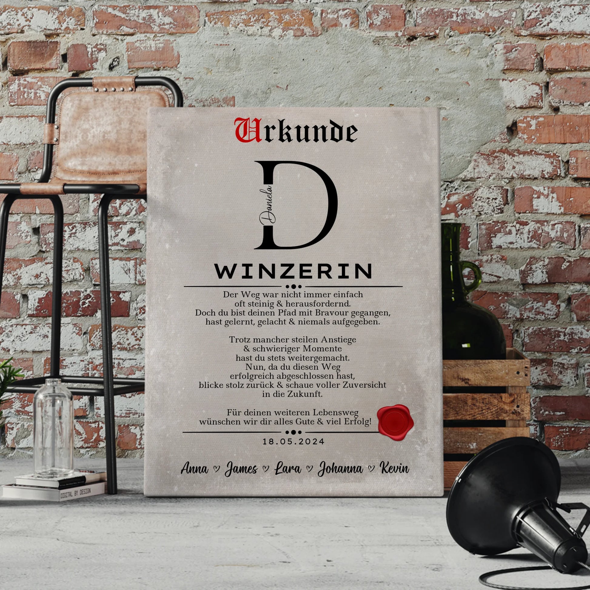 Geschenk Zum Abschluss Ausbildung Winzerin Leinwand Urkunde 4