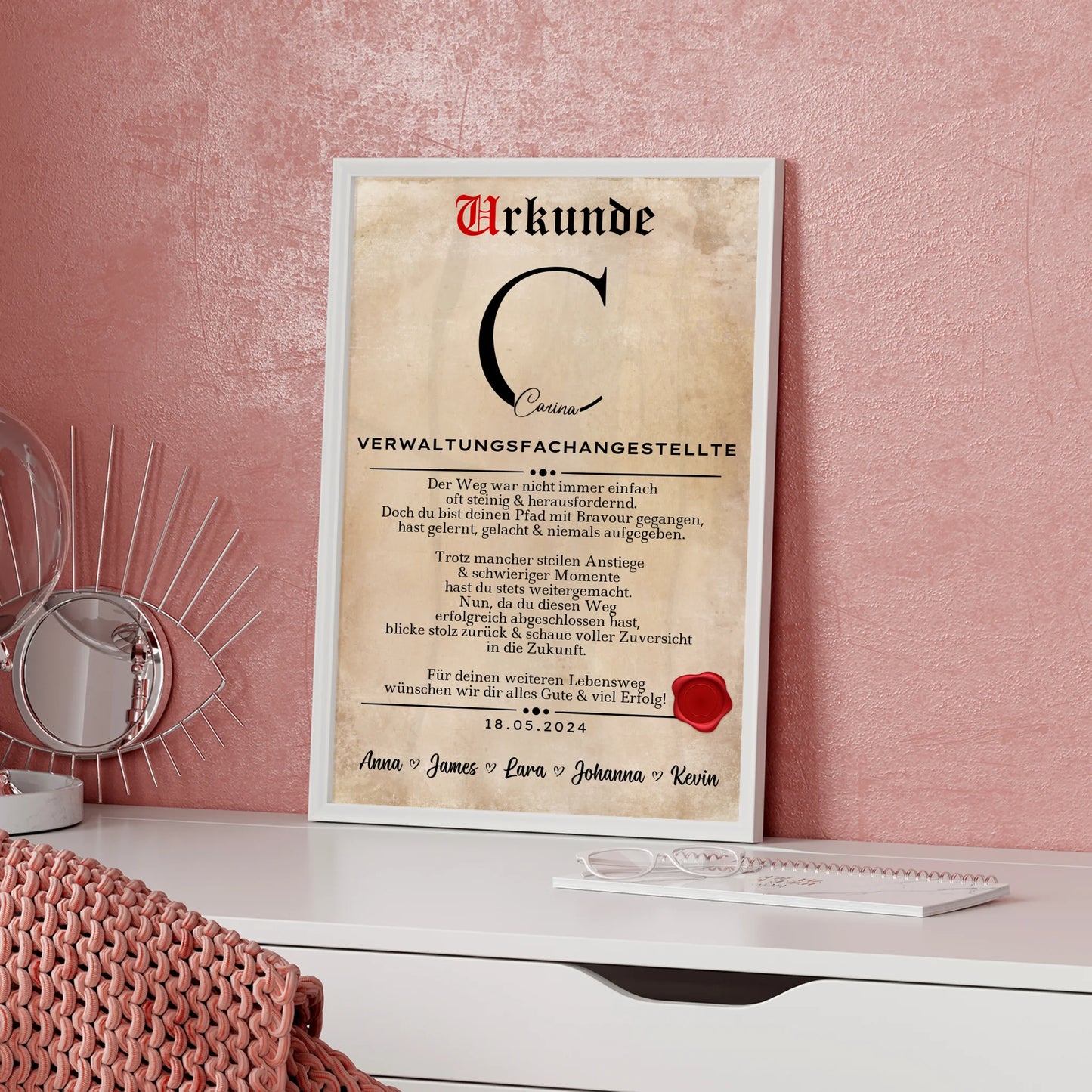 Ausbildungsabschluss Geschenk Verwaltungsfachangestellte Poster Urkunde personalisiert