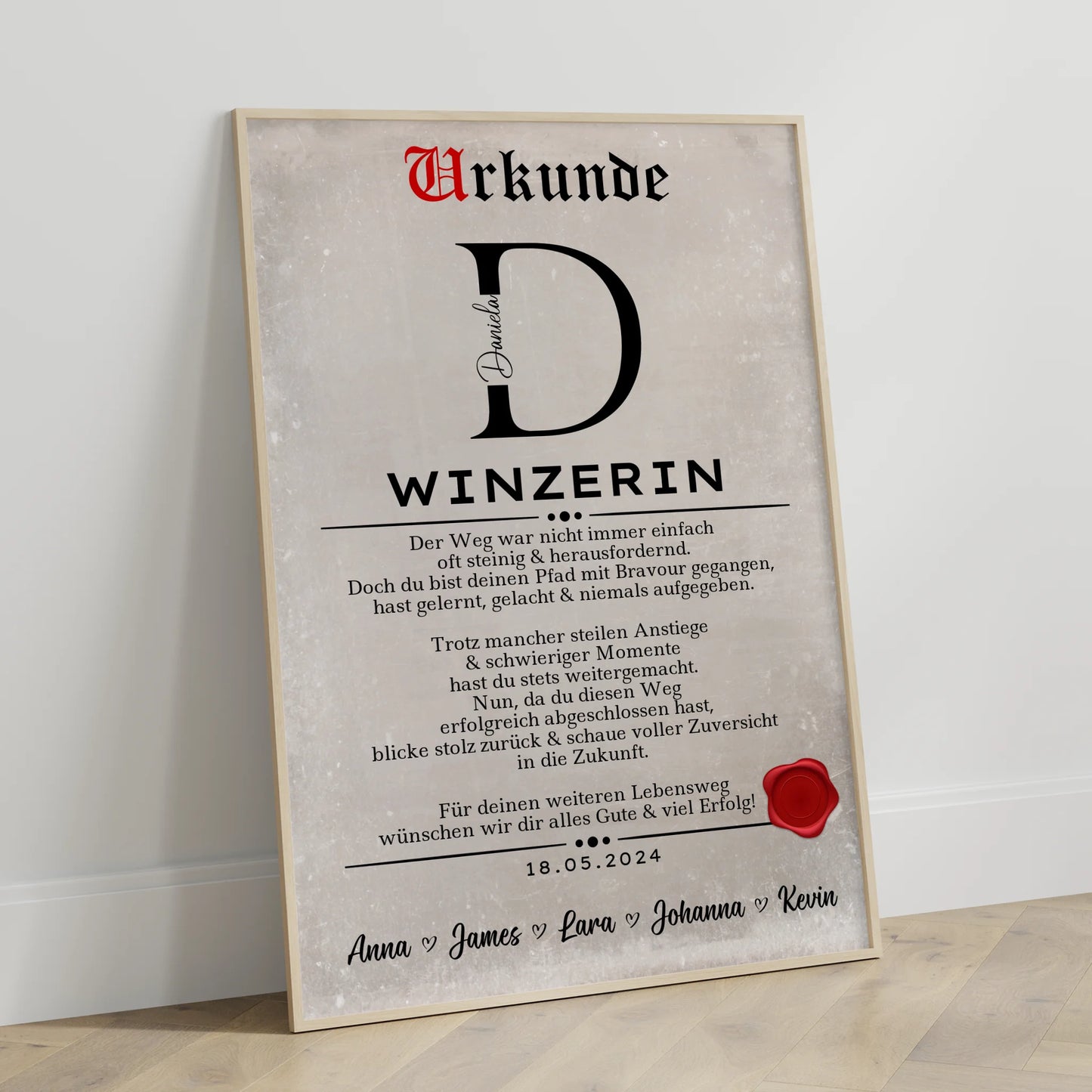 Geschenk Zum Abschluss Ausbildung Winzerin Poster Urkunde