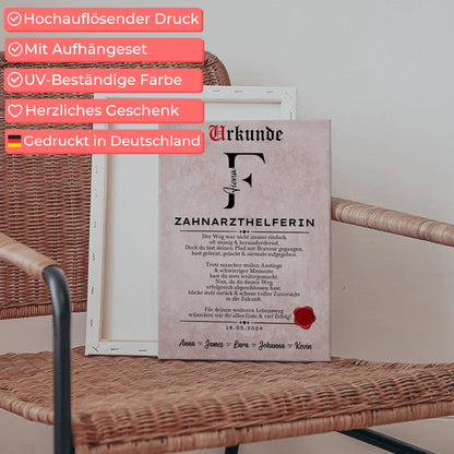 Ausbildungsabschluss Geschenk Zahnarzthelferin Leinwand Urkunde 5