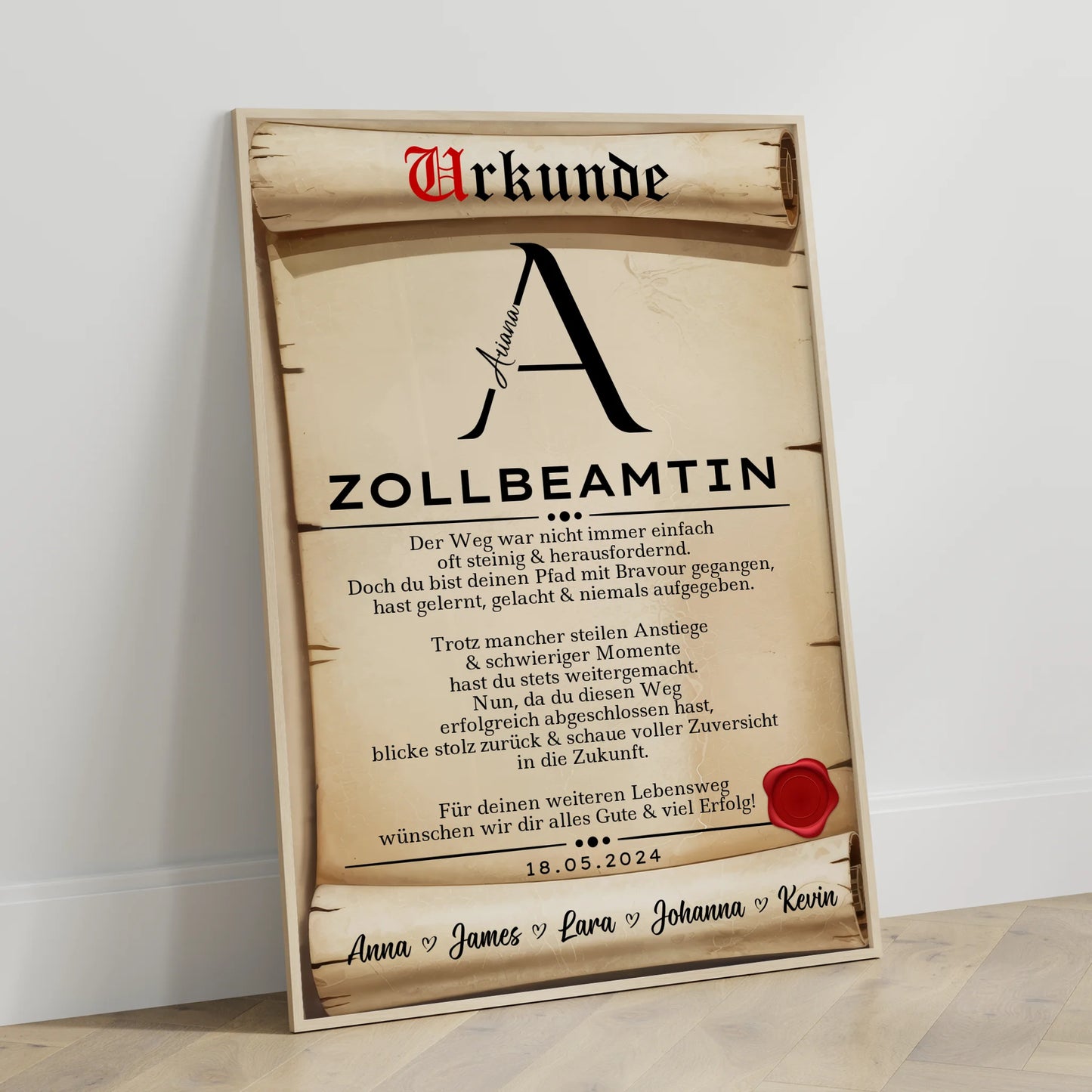 Geschenk Zum Abschluss Ausbildung Zollbeamtin Poster Urkunde