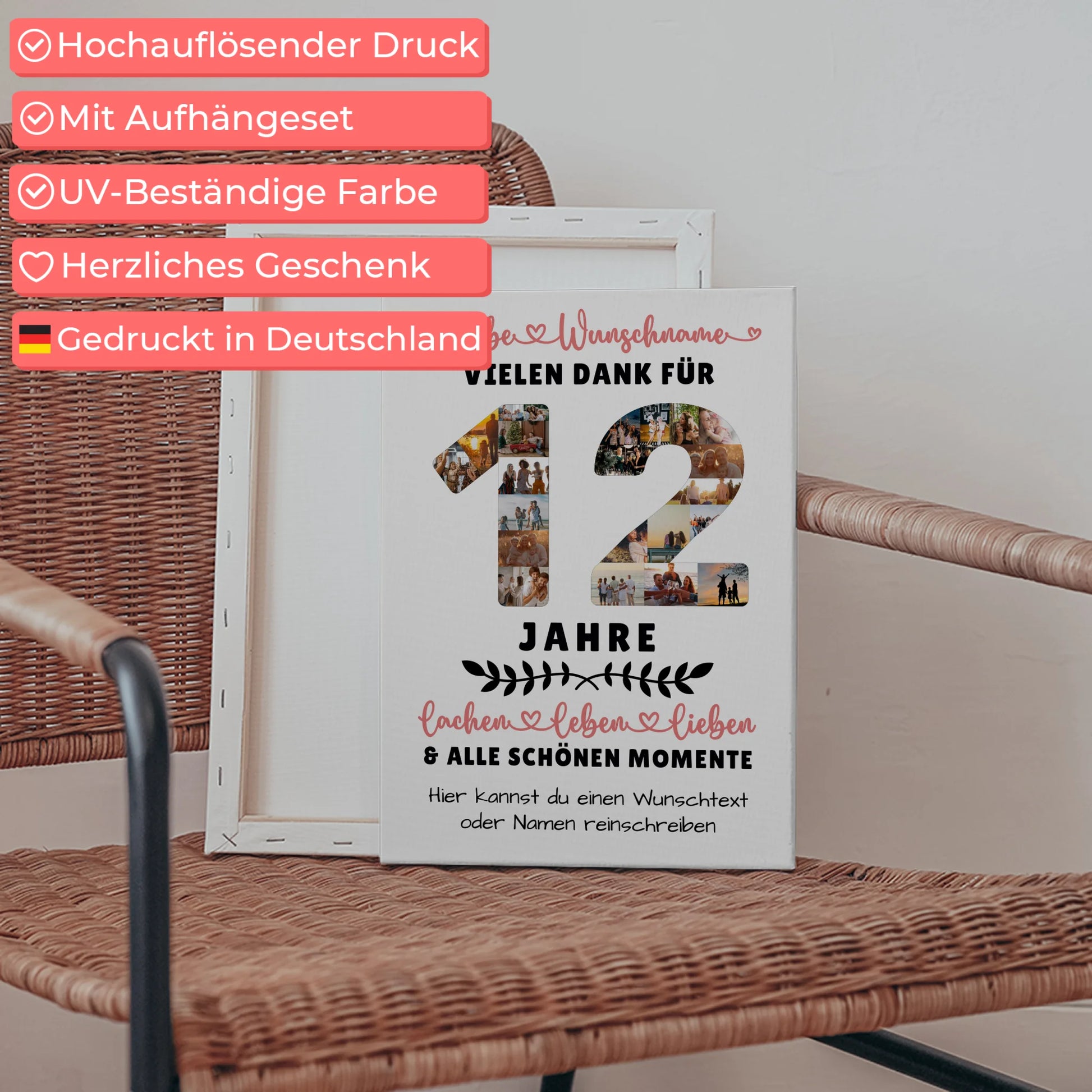 Personalisierte Leinwand 12 Geburtstag Für Tochter Sohn Bruder Neffe Nicht & Schwester 5