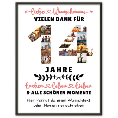 Personalisiertes Poster 14 Geburtstag Für Sohn Tochter Schwester Bruder Nichte & Neffe