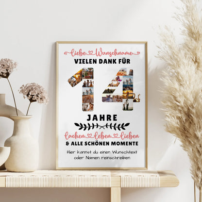 Personalisiertes Poster 14 Geburtstag Für Sohn Tochter Schwester Bruder Nichte & Neffe