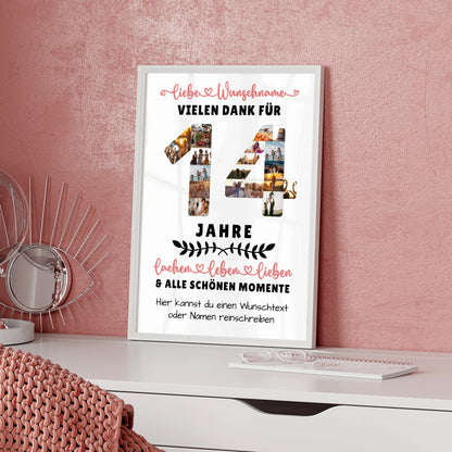 Personalisiertes Poster 14 Geburtstag Für Sohn Tochter Schwester Bruder Nichte & Neffe