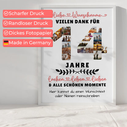 Personalisiertes Poster 14 Geburtstag Für Sohn Tochter Schwester Bruder Nichte & Neffe