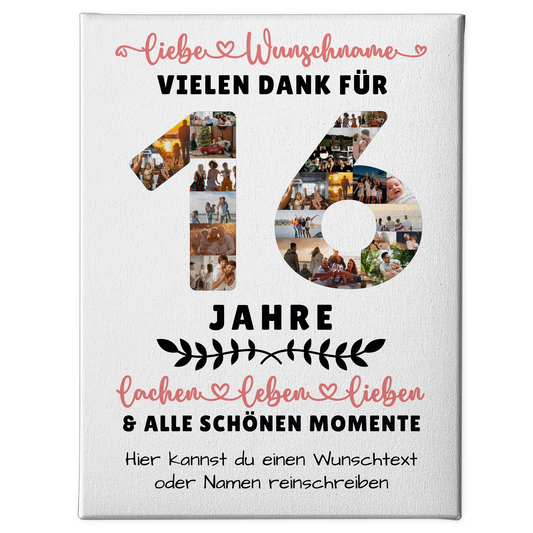 Personalisierte Leinwand 16 Geburtstag Für Tochter Sohn Schwester Bruder Nichte & Neffe 1