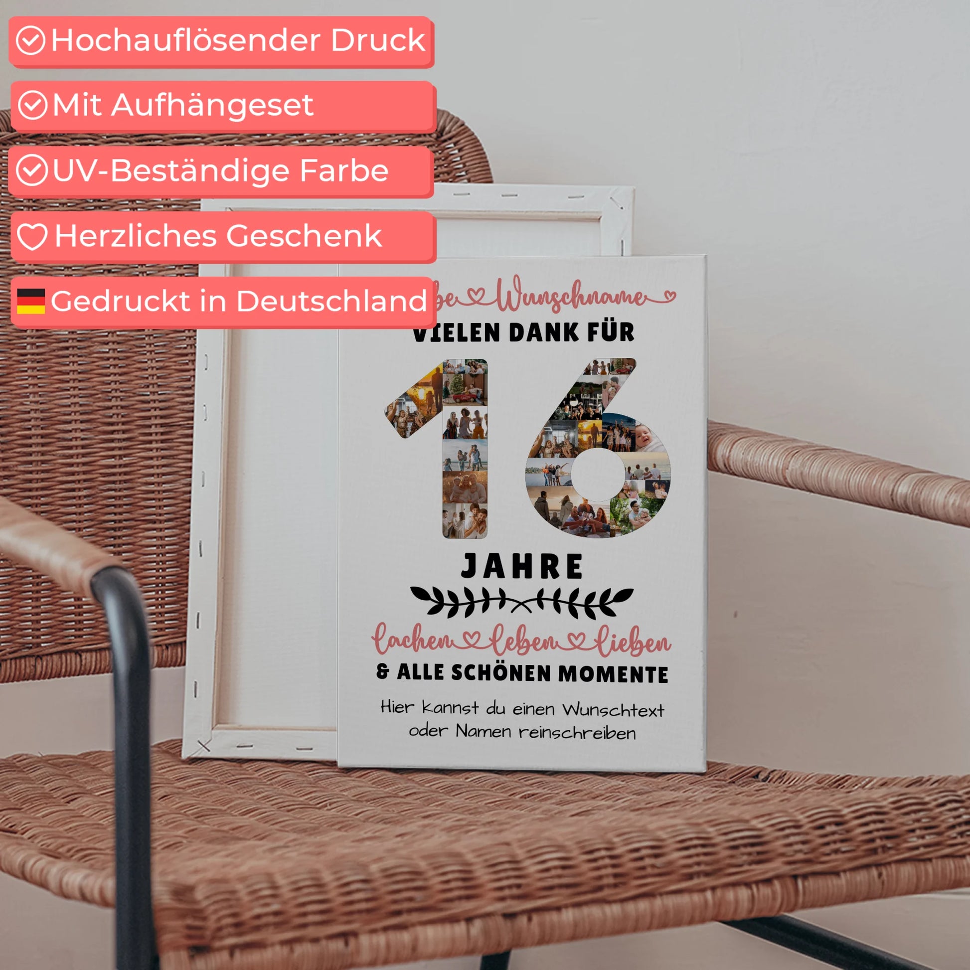 Personalisierte Leinwand 16 Geburtstag Für Tochter Sohn Schwester Bruder Nichte & Neffe 5