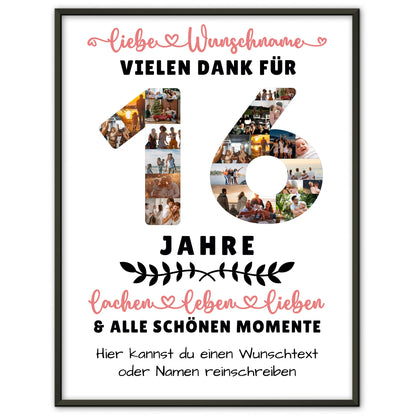 Personalisiertes Poster 16 Geburtstag Für Tochter Sohn Schwester Bruder Nichte & Neffe