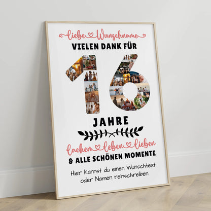 Personalisiertes Poster 16 Geburtstag Für Tochter Sohn Schwester Bruder Nichte & Neffe