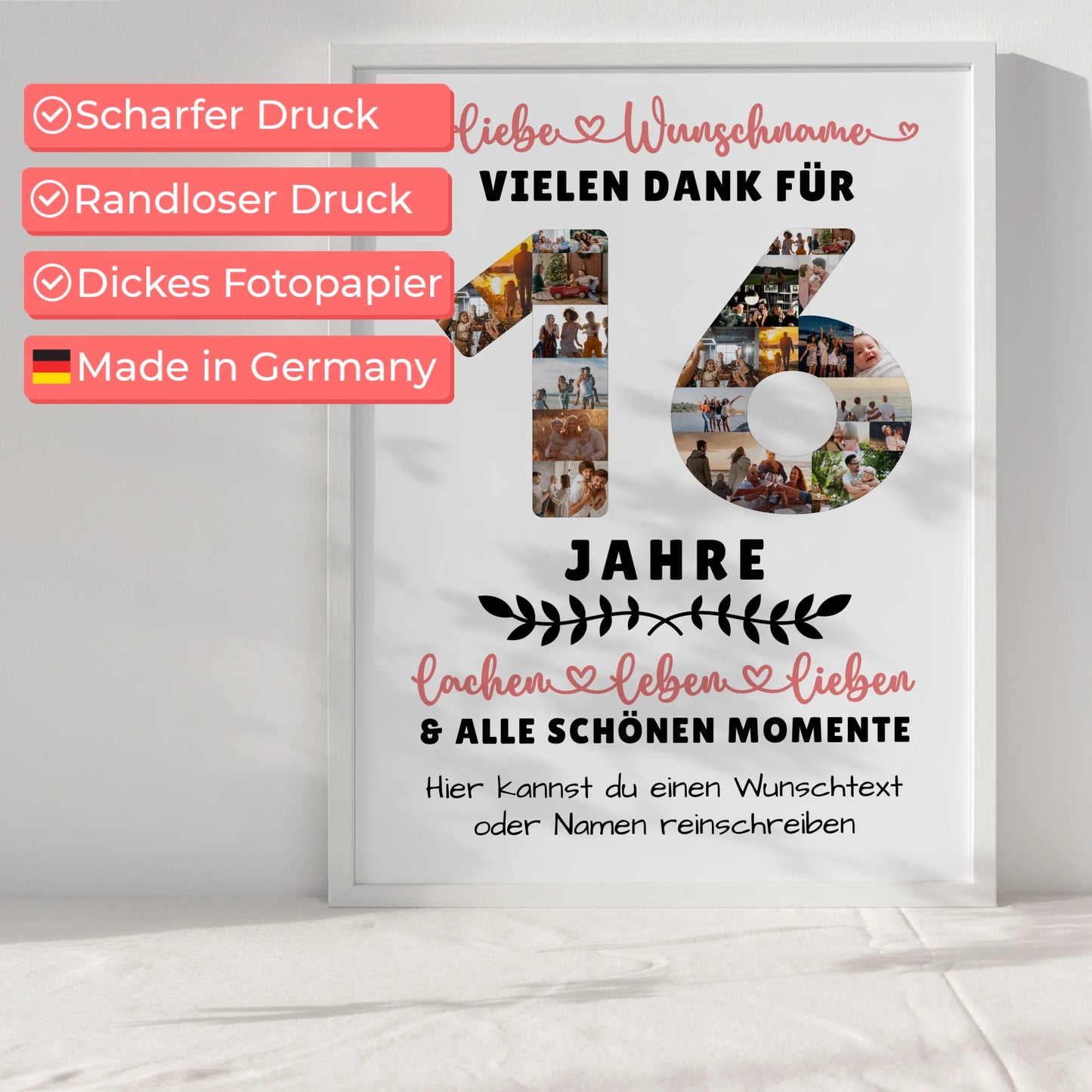 Personalisiertes Poster 16 Geburtstag Für Tochter Sohn Schwester Bruder Nichte & Neffe