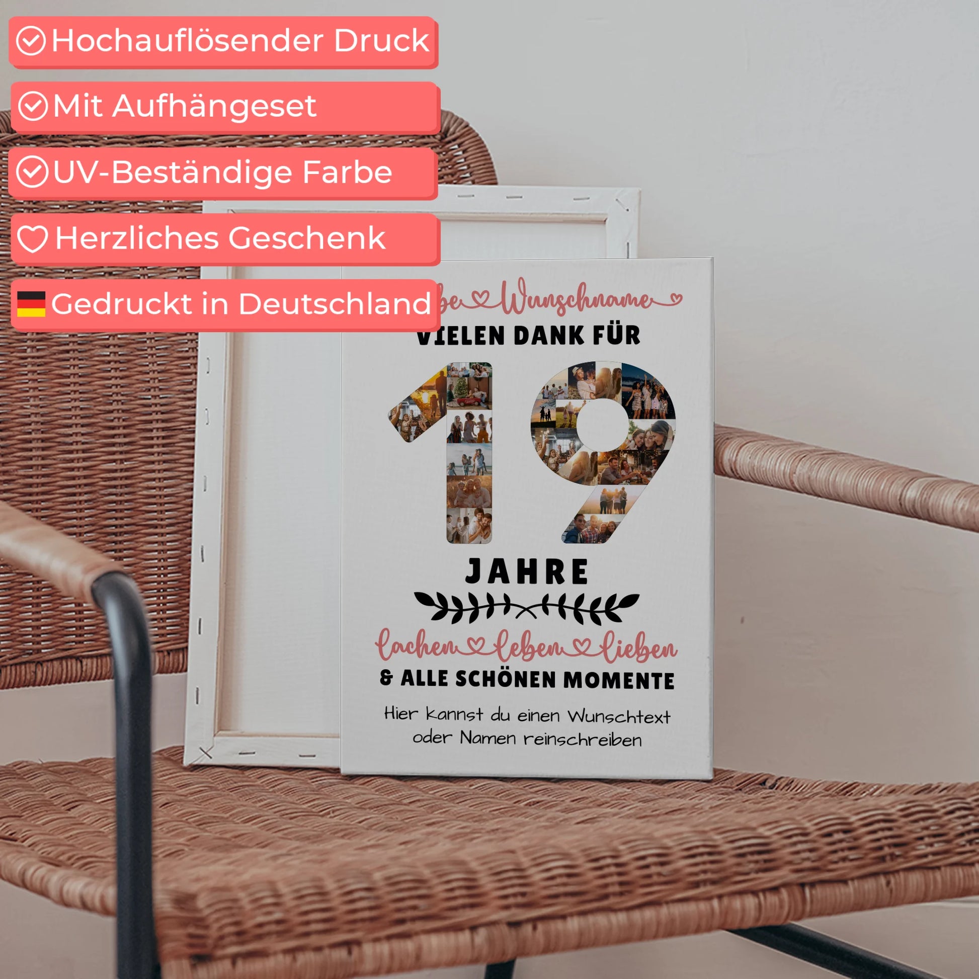 Personalisierte Leinwand 19 Geburtstag Für Sohn Tochter Schwester Bruder Neffe & Nichte 5