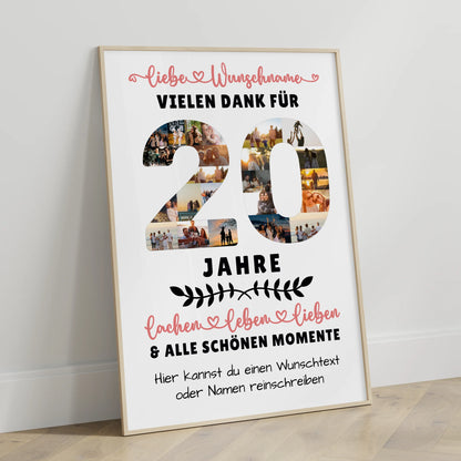 Personalisiertes Poster 20 Geburtstag Für Sohn Tochter Schwester Bruder Nichte & Neffe