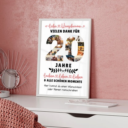 Personalisiertes Poster 20 Geburtstag Für Sohn Tochter Schwester Bruder Nichte & Neffe