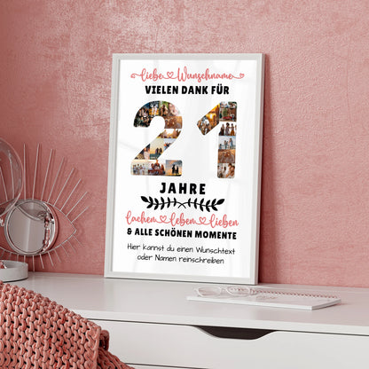 Personalisiertes Poster 21 Geburtstag Für Sohn Tochter Bruder Schwester Nichte & Neffe
