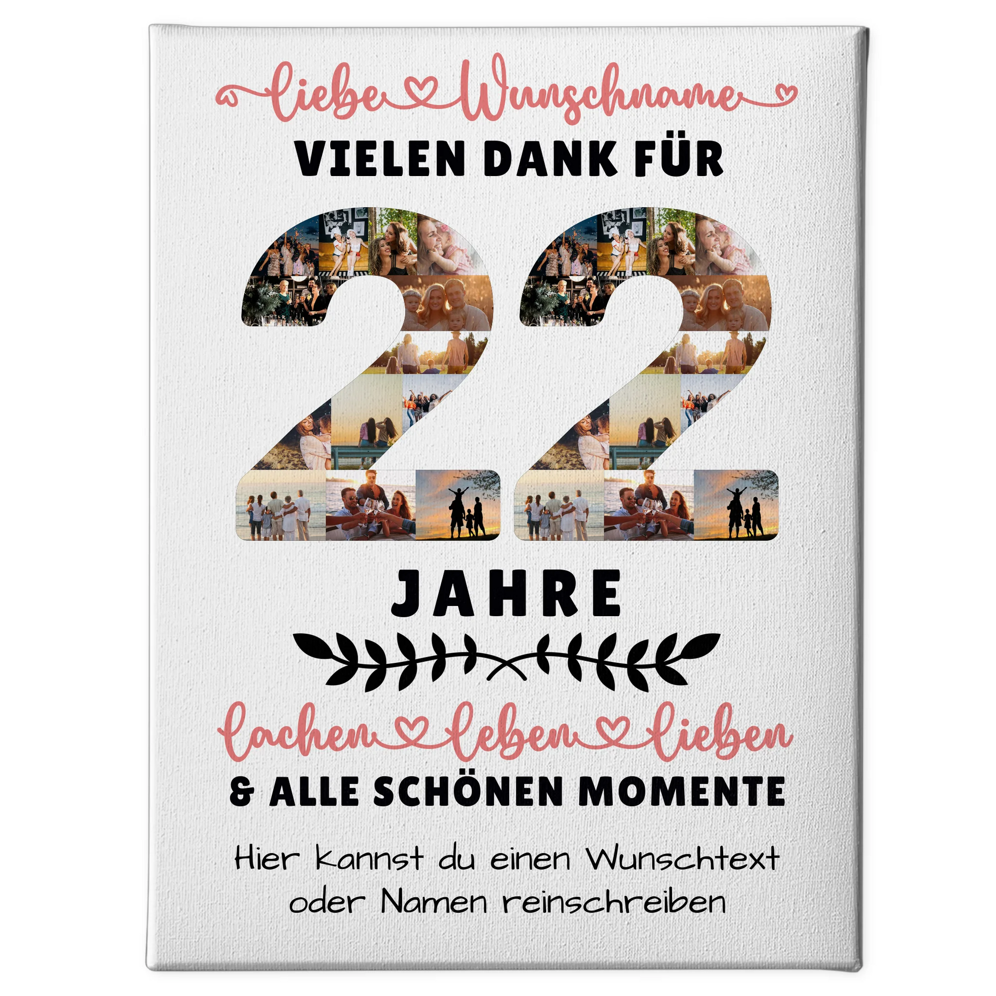 Personalisierte Leinwand 22 Geburtstag Für Tochter Sohn Schwester Bruder Nichte & Neffe 1