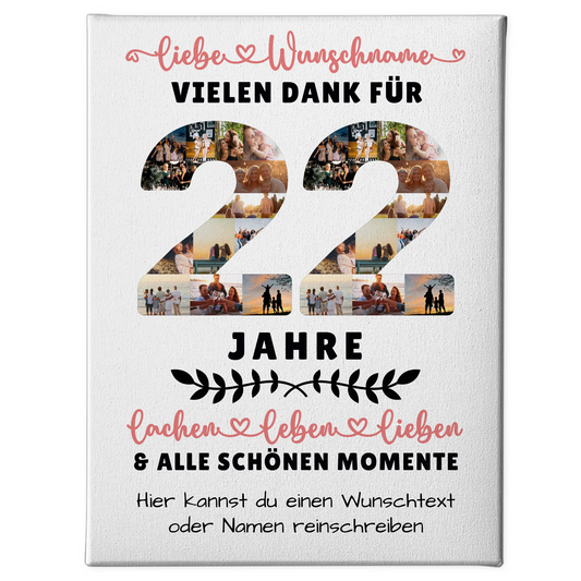 Personalisierte Leinwand 22 Geburtstag Für Tochter Sohn Schwester Bruder Nichte & Neffe 1