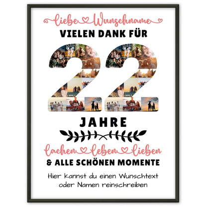 Personalisiertes Poster 22 Geburtstag Für Tochter Sohn Schwester Bruder Nichte & Neffe