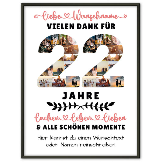 Personalisiertes Poster 22 Geburtstag Für Tochter Sohn Schwester Bruder Nichte & Neffe