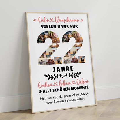 Personalisiertes Poster 22 Geburtstag Für Tochter Sohn Schwester Bruder Nichte & Neffe