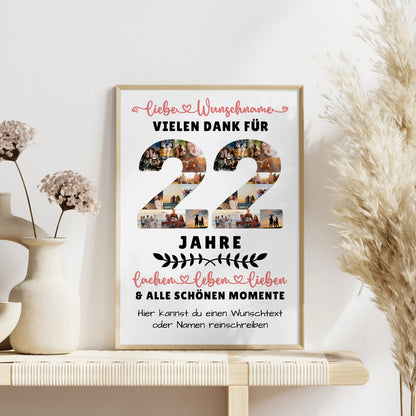 Personalisiertes Poster 22 Geburtstag Für Tochter Sohn Schwester Bruder Nichte & Neffe