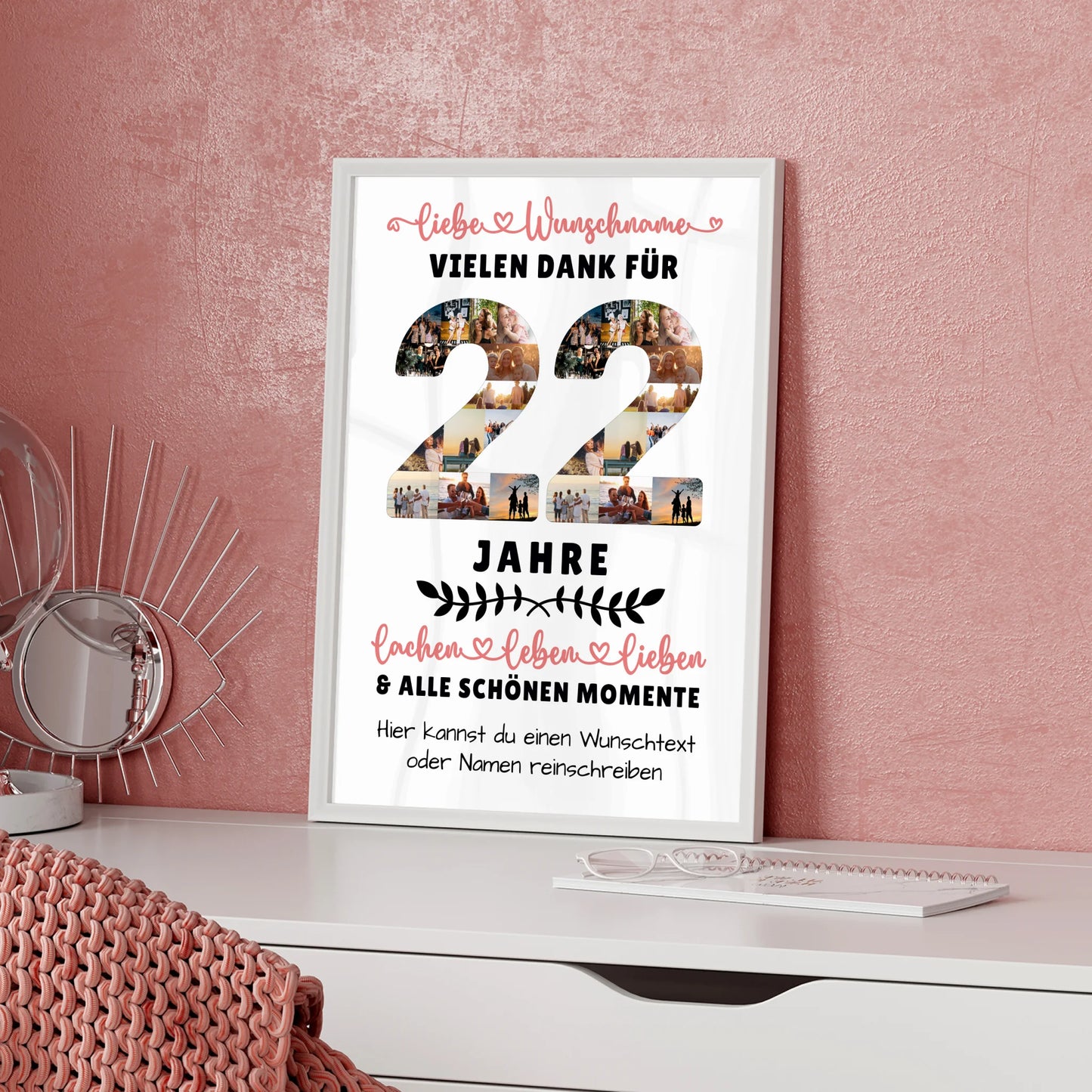 Personalisiertes Poster 22 Geburtstag Für Tochter Sohn Schwester Bruder Nichte & Neffe