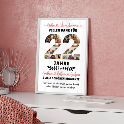 Personalisiertes Poster 22 Geburtstag Für Tochter Sohn Schwester Bruder Nichte & Neffe