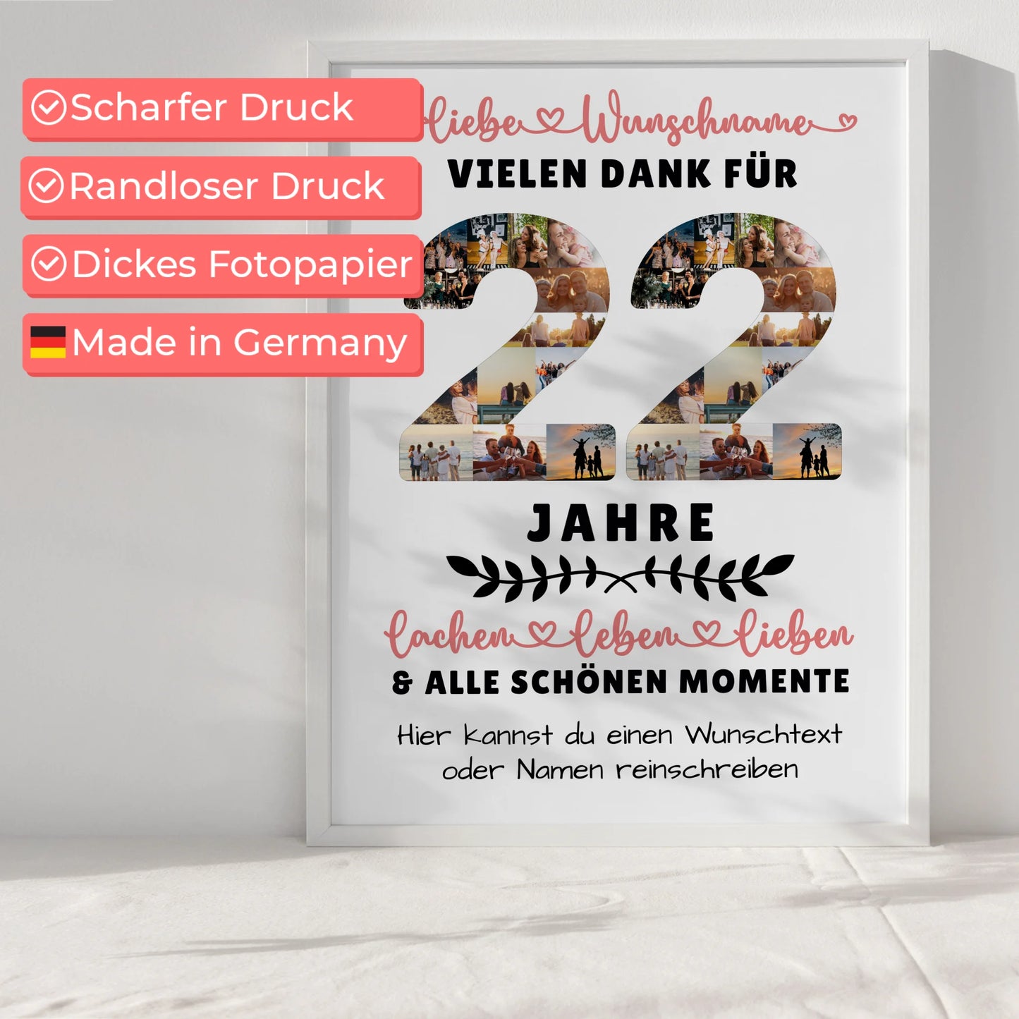 Personalisiertes Poster 22 Geburtstag Für Tochter Sohn Schwester Bruder Nichte & Neffe