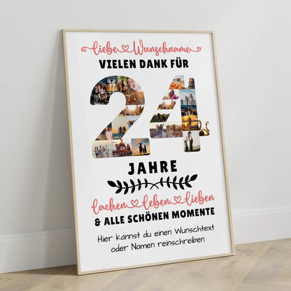 Personalisiertes Poster 24 Geburtstag Für Tochter Sohn Bruder Neffe Nicht & Schwester