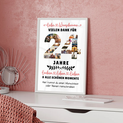 Personalisiertes Poster 24 Geburtstag Für Tochter Sohn Bruder Neffe Nicht & Schwester
