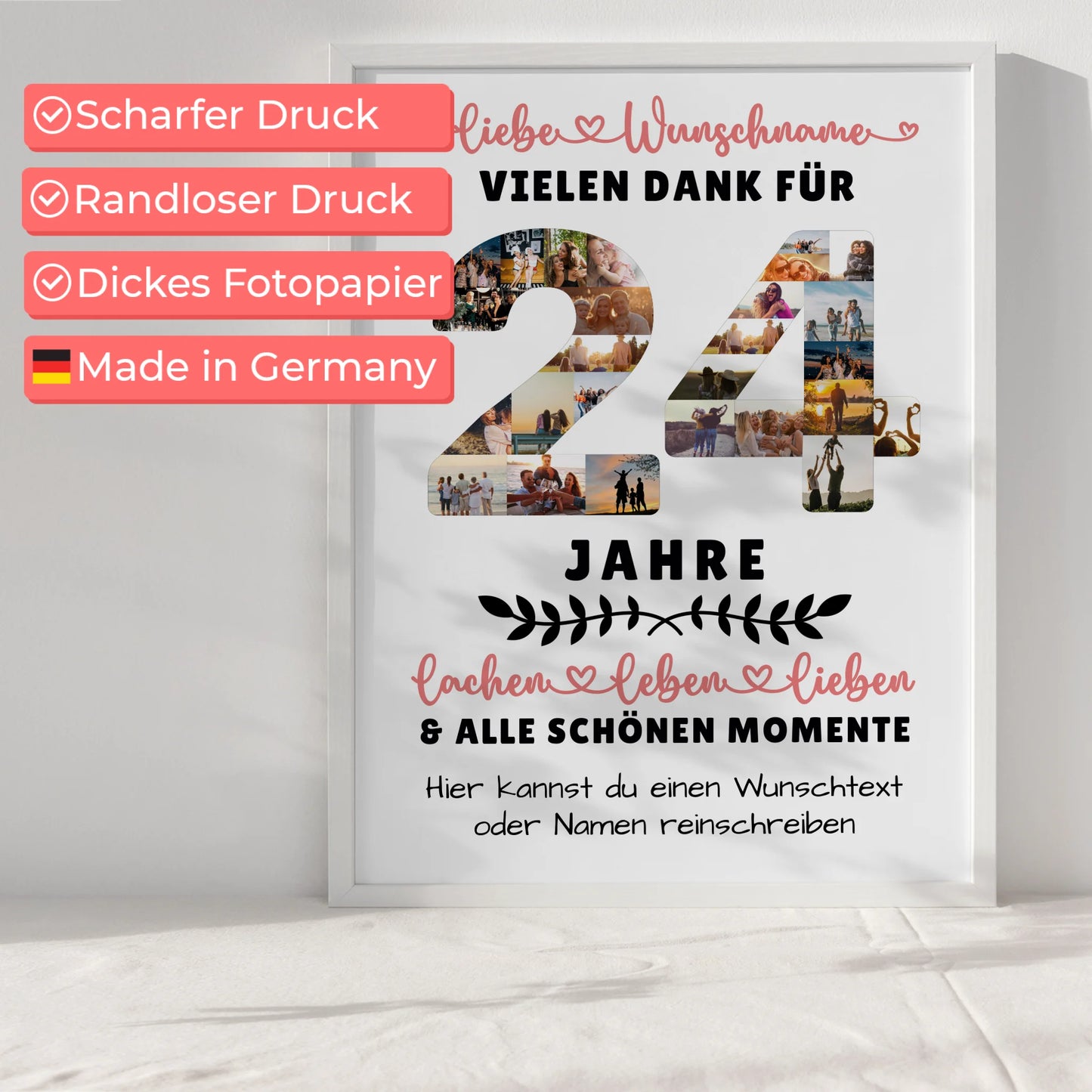 Personalisiertes Poster 24 Geburtstag Für Tochter Sohn Bruder Neffe Nicht & Schwester