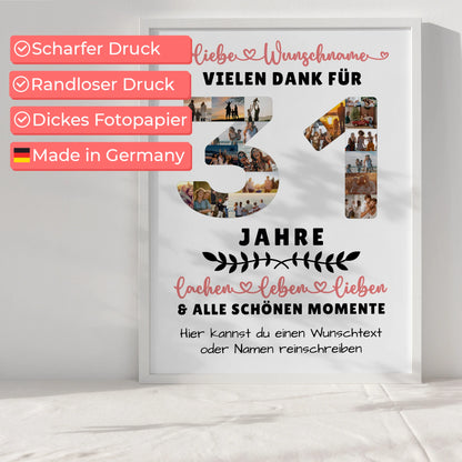 Personalisiertes Poster 31 Geburtstag Für Sohn Tochter Schwester Bruder Neffe & Nichte