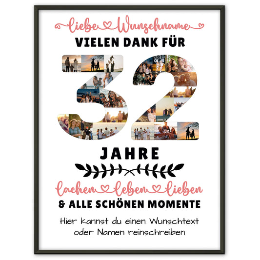 Personalisiertes Poster 32 Geburtstag Für Sohn Tochter Schwester Bruder Nichte & Neffe