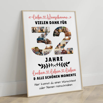 Personalisiertes Poster 32 Geburtstag Für Sohn Tochter Schwester Bruder Nichte & Neffe