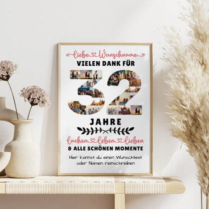Personalisiertes Poster 32 Geburtstag Für Sohn Tochter Schwester Bruder Nichte & Neffe