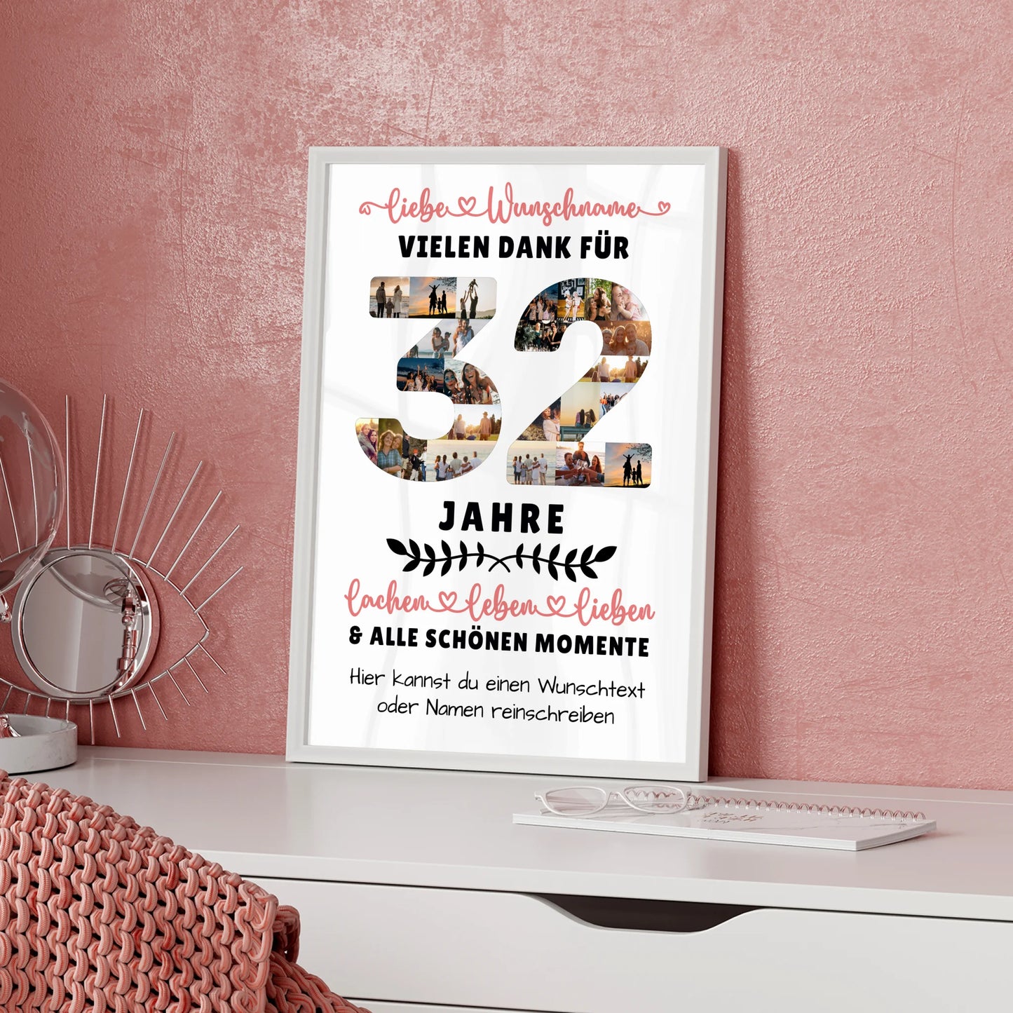 Personalisiertes Poster 32 Geburtstag Für Sohn Tochter Schwester Bruder Nichte & Neffe