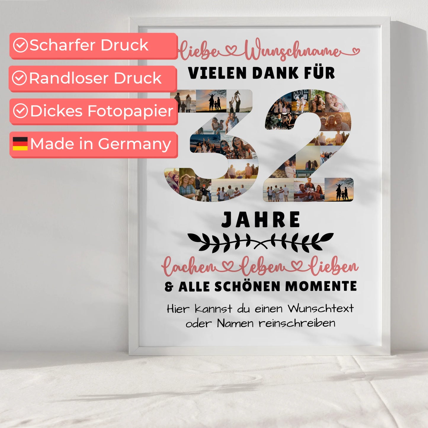 Personalisiertes Poster 32 Geburtstag Für Sohn Tochter Schwester Bruder Nichte & Neffe