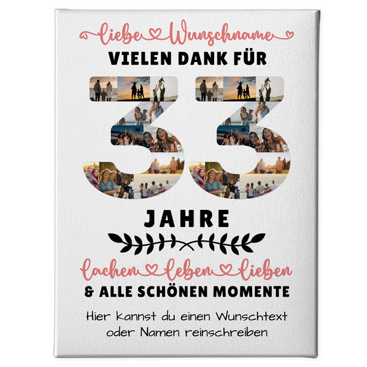Personalisierte Leinwand 33 Geburtstag Für Sohn Tochter Bruder Schwester Nichte & Neffe 1