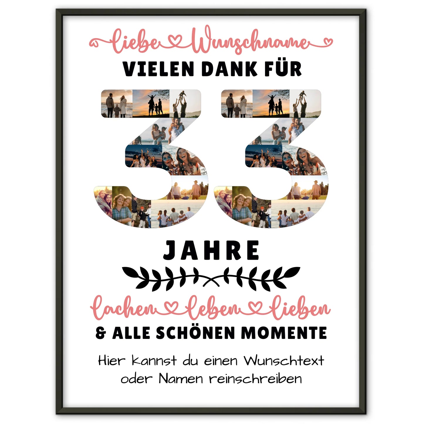 Personalisiertes Poster 33 Geburtstag Für Sohn Tochter Bruder Schwester Nichte & Neffe